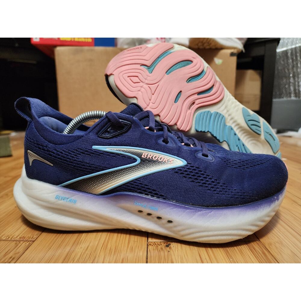Brooks Glycerin 22 Shoes Womens Size 8.5 Blue Ribbon Peacoat Dianthus Running